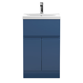 Hudson Reed Urban Satin Blue 500mm Floor Standing 2-Door/Drawer Vanity Unit - URB301A Large Image