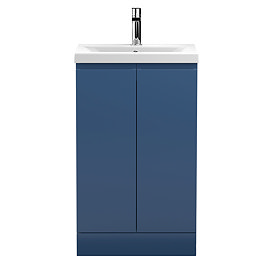 Hudson Reed Urban Satin Blue 500mm Floor Standing 2-Door Vanity Unit - URB307A Large Image