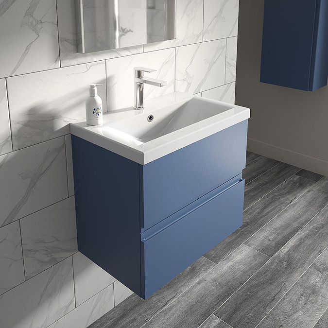 Hudson Reed Urban Satin Blue 500mm Wall Hung 2-Drawer Vanity Unit - URB302A  Feature Large Image