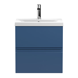 Hudson Reed Urban Satin Blue 500mm Wall Hung 2-Drawer Vanity Unit - URB302A Large Image