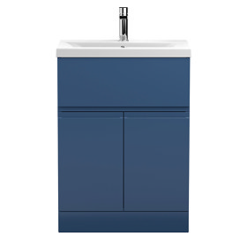 Hudson Reed Urban Satin Blue 600mm Floor Standing 2-Door/Drawer Vanity Unit - URB303A Large Image