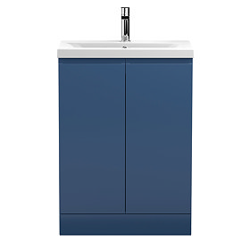 Hudson Reed Urban Satin Blue 600mm Floor Standing 2-Door Vanity Unit - URB308A Large Image