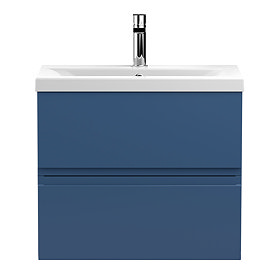 Hudson Reed Urban Satin Blue 600mm Wall Hung 2-Drawer Vanity Unit - URB304A Large Image