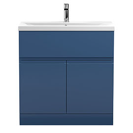 Hudson Reed Urban Satin Blue 800mm Floor Standing 2-Door/Drawer Vanity Unit - URB305A Medium Image