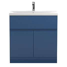 Hudson Reed Urban Satin Blue 800mm Floor Standing 2-Door/Drawer Vanity Unit - URB305A Large Image