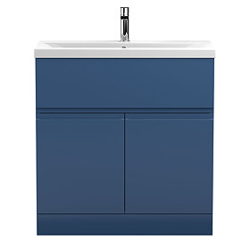 Hudson Reed Urban Satin Blue 800mm Floor Standing 2-Door/Drawer Vanity Unit - URB305A Large Image