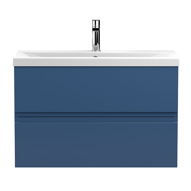 Hudson Reed Urban Satin Blue 800mm Wall Hung 2 Drawer Vanity Unit Urb306a 