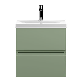 Hudson Reed Urban Satin Green 500mm Wall Hung 2-Drawer Vanity Unit - URB802A Large Image