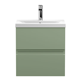 Hudson Reed Urban Satin Green 500mm Wall Hung 2-Drawer Vanity Unit - URB802A Large Image