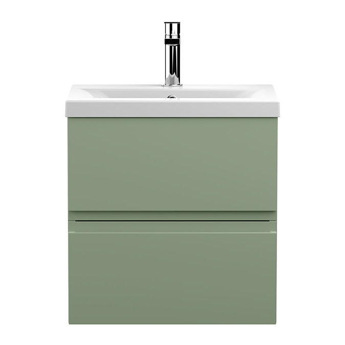 Hudson Reed Urban Satin Green 500mm Wall Hung 2-Drawer Vanity Unit - URB802A Large Image