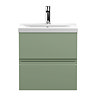 Hudson Reed Urban Satin Green 500mm Wall Hung 2-Drawer Vanity Unit - URB802A Large Image