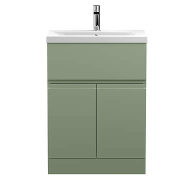 Hudson Reed Urban Satin Green 600mm Floor Standing 2-Door/Drawer Vanity Unit