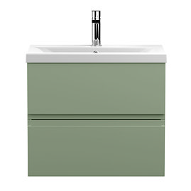 Hudson Reed Urban Satin Green 600mm Wall Hung 2-Drawer Vanity Unit - URB804A Large Image