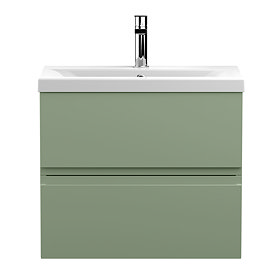 Hudson Reed Urban Satin Green 600mm Wall Hung 2-Drawer Vanity Unit - URB804A  Large Image