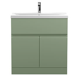 Hudson Reed Urban Satin Green 800mm Floor Standing 2-Door/Drawer Vanity Unit - URB805A  Medium Image