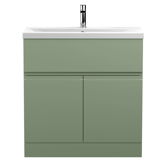 Hudson Reed Urban Satin Green 800mm Floor Standing 2-Door/Drawer Vanity Unit - URB805A  Large Image