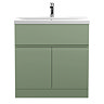 Hudson Reed Urban Satin Green 800mm Floor Standing 2-Door/Drawer Vanity Unit - URB805A  Large Image