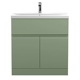 Hudson Reed Urban Satin Green 800mm Floor Standing 2-Door/Drawer Vanity Unit - URB805A  Large Image