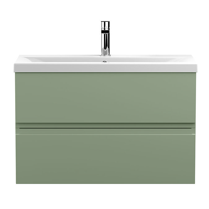 Hudson Reed Urban Satin Green 800mm Wall Hung 2-Drawer Vanity Unit - URB806A  Large Image