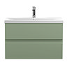 Hudson Reed Urban Satin Green 800mm Wall Hung 2-Drawer Vanity Unit - URB806A  Large Image