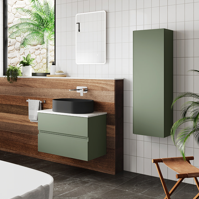 Hudson Reed Urban Satin Green Wall Hung Tall Unit - URB862 Profile Large Image