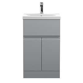 Hudson Reed Urban Satin Grey 500mm Floor Standing 2-Door/Drawer Vanity Unit - URB201A Large Image
