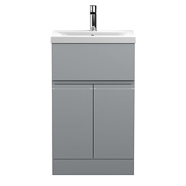 Hudson Reed Urban Satin Grey 500mm Floor Standing 2-Door/Drawer Vanity Unit - URB201A Large Image