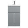 Hudson Reed Urban Satin Grey 500mm Floor Standing 2-Door/Drawer Vanity Unit - URB201A Large Image