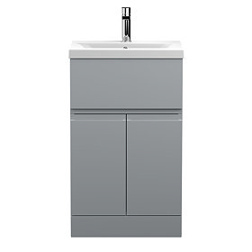 Hudson Reed Urban Satin Grey 500mm Floor Standing 2-Door/Drawer Vanity Unit - URB201A Large Image