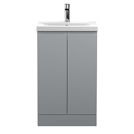 Hudson Reed Urban Satin Grey 500mm Floor Standing 2-Door Vanity Unit - URB207A Large Image