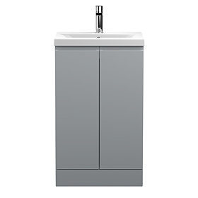 Hudson Reed Urban Satin Grey 500mm Floor Standing 2-Door Vanity Unit - URB207A Large Image