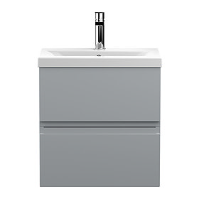 Hudson Reed Urban Satin Grey 500mm Wall Hung 2-Drawer Vanity Unit - URB202A Large Image