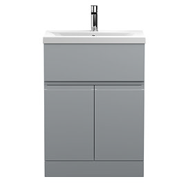 Hudson Reed Urban Satin Grey 600mm Floor Standing 2-Door/Drawer Vanity Unit - URB203A Large Image