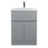 Hudson Reed Urban Satin Grey 600mm Floor Standing 2-Door/Drawer Vanity Unit - URB203A Large Image