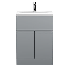 Hudson Reed Urban Satin Grey 600mm Floor Standing 2-Door/Drawer Vanity Unit - URB203A Large Image