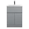 Hudson Reed Urban Satin Grey 600mm Floor Standing 2-Door/Drawer Vanity Unit - URB203A Large Image