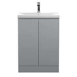 Hudson Reed Urban Satin Grey 600mm Floor Standing 2-Door Vanity Unit - URB208A Large Image
