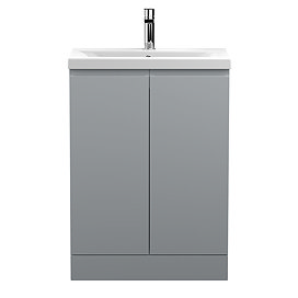 Hudson Reed Urban Satin Grey 600mm Floor Standing 2-Door Vanity Unit - URB208A Large Image