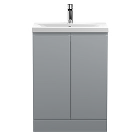 Hudson Reed Urban Satin Grey 600mm Floor Standing 2-Door Vanity Unit - URB208A Large Image