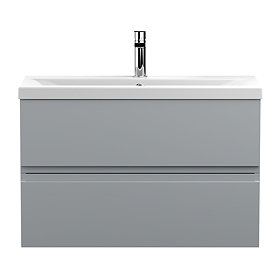 Hudson Reed Urban Satin Grey 800mm Wall Hung 2-Drawer Vanity Unit - URB206A Large Image