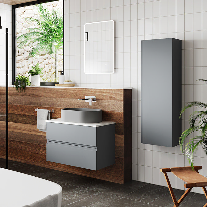 Hudson Reed Urban Satin Grey Wall Hung Tall Unit - URB262 Profile Large Image