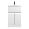Hudson Reed Urban Satin White 500mm Floor Standing 2-Door/Drawer Vanity Unit - URB101A Large Image