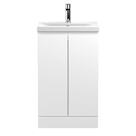 Hudson Reed Urban Satin White 500mm Floor Standing 2-Door Vanity Unit - URB107A Large Image