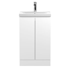 Hudson Reed Urban Satin White 500mm Floor Standing 2-Door Vanity Unit - URB107A Large Image