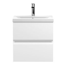 Hudson Reed Urban Satin White 500mm Wall Hung 2-Drawer Vanity Unit - URB102A Large Image