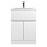 Hudson Reed Urban Satin White 600mm Floor Standing 2-Door/Drawer Vanity Unit - URB103A Large Image