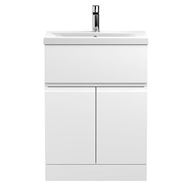 Hudson Reed Urban Satin White 600mm Floor Standing 2-Door/Drawer Vanity Unit - URB103A Large Image