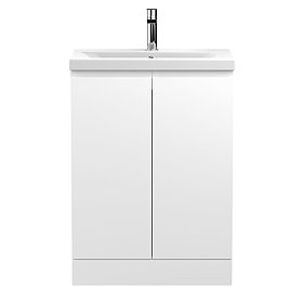 Hudson Reed Urban Satin White 600mm Floor Standing 2-Door Vanity Unit - URB108A Large Image