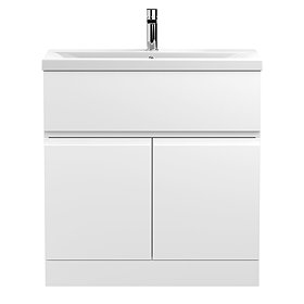 Hudson Reed Urban Satin White 800mm Floor Standing 2-Door/Drawer Vanity Unit - URB105A Large Image