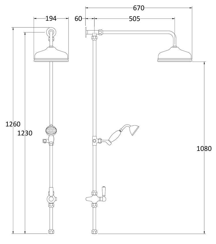 Hudson Reed Victorian Grand Rigid Riser Kit with Diverter